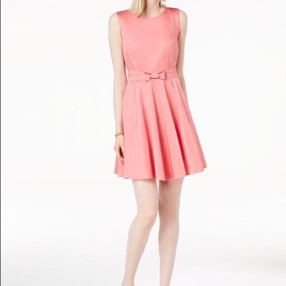 Maison Jules Vintage Inspired Fit & Flare Sleeveless Bow Berry Pink Dress Sz 10 - Picture 1 of 8